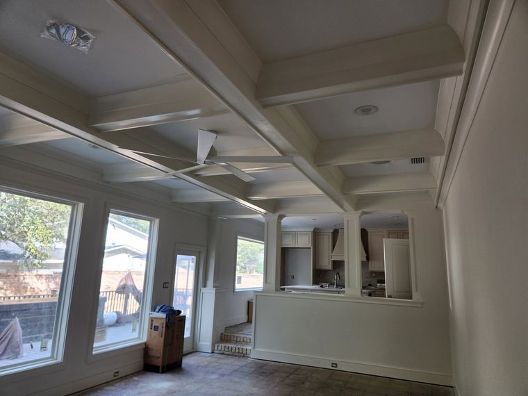 Coffered ceiling with custom millwork